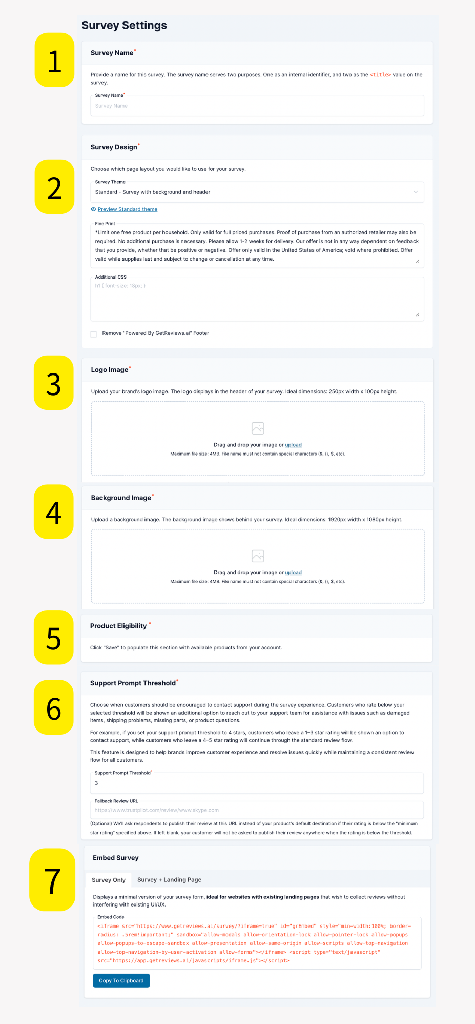 Survey Settings